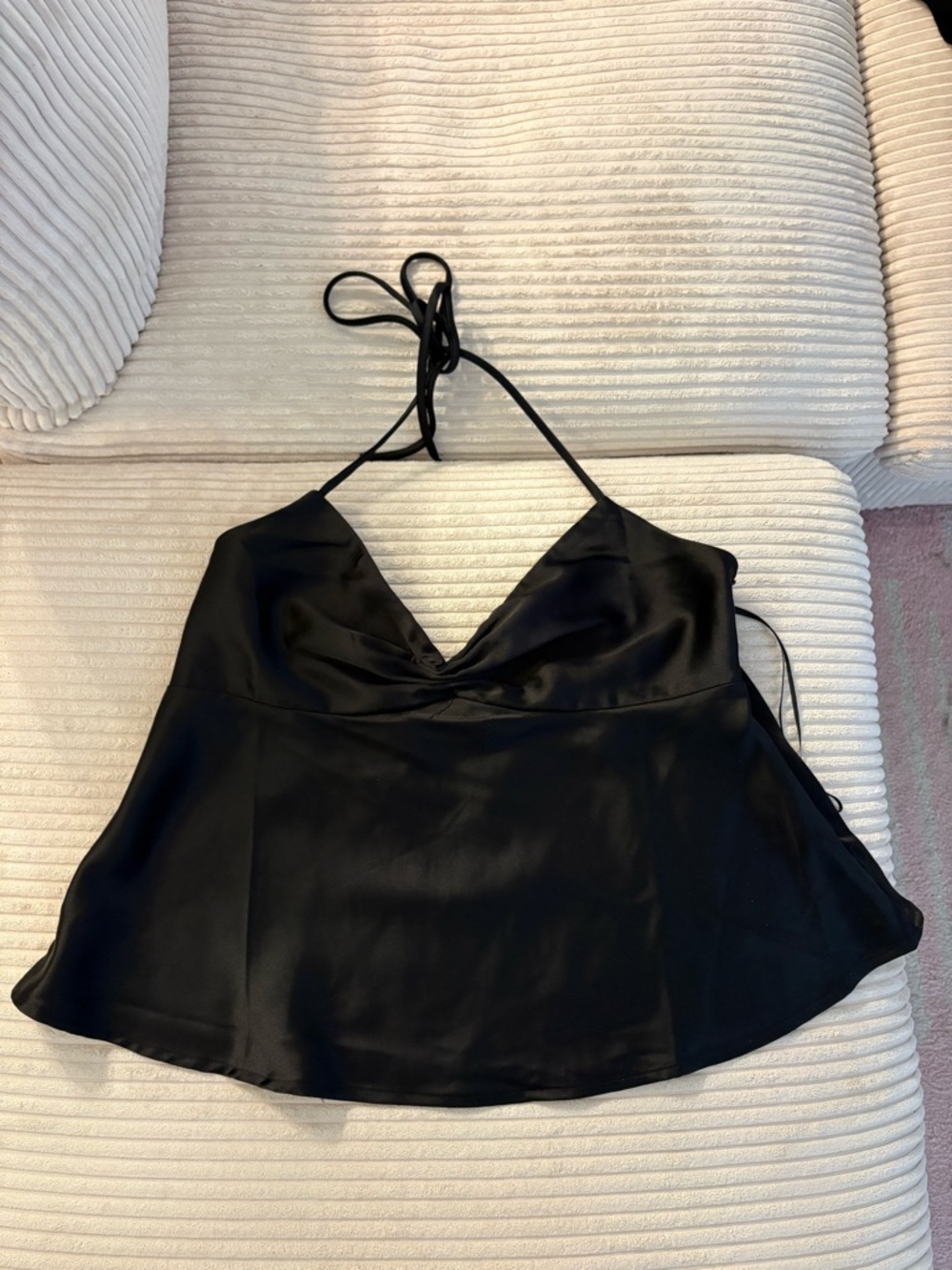 Princess Polly Satin Halter Cami Top - Black